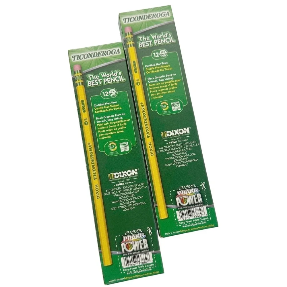 Dixon Ticonderoga #2 HB Pencils 24 Count Yellow‎ Woodcase Soft Graphite 13882